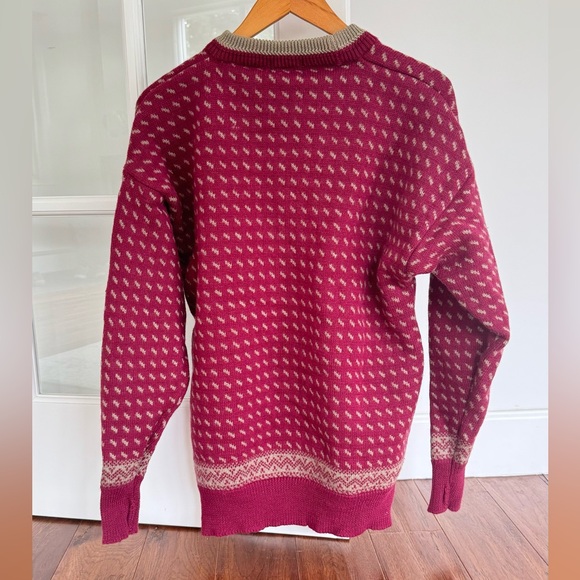 Boston traders Men's wool sweater Siz Medium Red Knit isle Nordic pullover sz XL - Picture 2 of 8